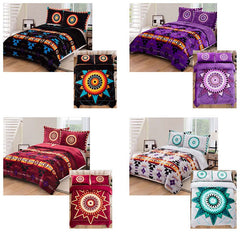 Queen Size Star Design Reversible Sherpa Lined 3-Piece Blanket Set