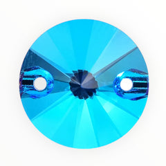 12mm & 16mm Blue Zircon Round AAAAA Glass Crystal, Sew On Gems, Sold in Pairs