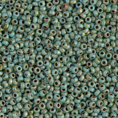 11/0 Miyuki Seed Beads Opaque Turquoise Blue Picasso #4514