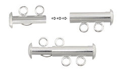 Tube Clasp – 2-Strand – Silver (2pcs), LF/NF