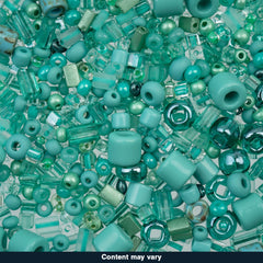 Czech Seed Beads – 50g – Turquoise Green Assorted Mix