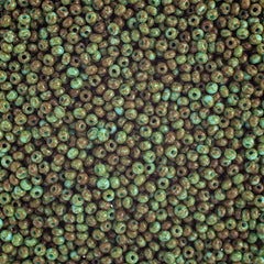 11/0 Preciosa Seed Beads Opaque Travertine on Turquoise #01523