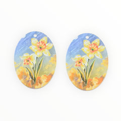 Daisies with Blends of Colour - Acrylic Cabochon - Oval