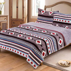 King Size Sherpa Lined 3-Piece Blanket Set