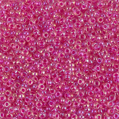 11/0 Miyuki Seed Beads Crystal Hot Pink Lined AB #0355