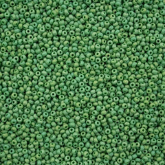 11/0 Preciosa Seed Beads Opaque Green Matte Rainbow #43205