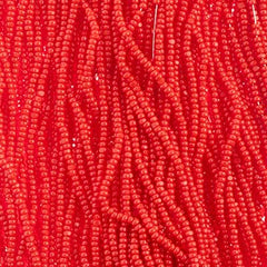 13/0 Charlotte Cut Preciosa (Czech) Bead Opaque Medium Red Strung
