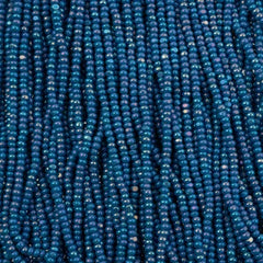 11/0 Charlotte Cut Preciosa Beads Opaque Blue Rainbow Strung