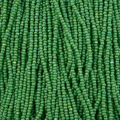 11/0 Charlotte Cut Preciosa Beads Opaque Green Rainbow Strung
