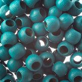 Euro Wood Beads - Round Large Hole 8x6.5mm Turquoise