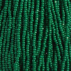 11/0 Charlotte Cut Preciosa Bead Opaque Medium/Dark Green Strung