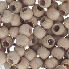 Euro Wood Beads - Round Large Hole 8x6.5mm Natural