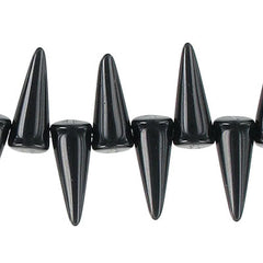 Preciosa Glass Spike Beads – Jet Black, 7×17mm (25 pcs)