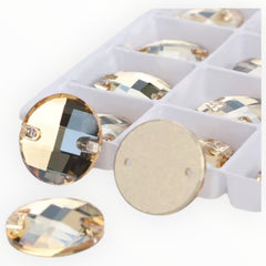 18mm Circular Mesh Crystal AB Glass Sewing Stones (Sold in Pairs)