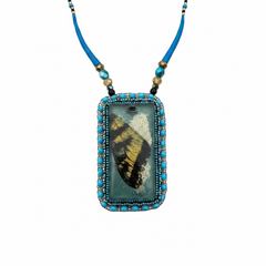 Silas - Dentalium & Lemon Jade w/ Resin Butterfly Wing Pendant