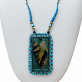 Silas - Dentalium & Lemon Jade w/ Resin Butterfly Wing Pendant