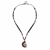 Silas – Bone, Stone, & Glass Necklace with Wire Wrap Moon Pendant