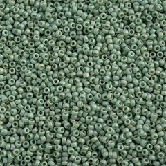 15/0 Miyuki Seed Beads Frosted Glazed/Rainbow Green Mint Matte AB #4701