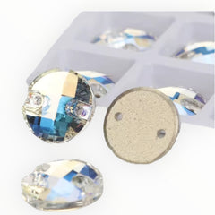 18mm Circular Mesh Crystal AB Glass Sewing Stones (Sold in Pairs)