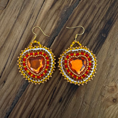 Nora Labillois Earrings Yellow/Red Hearts