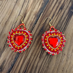 Nora Labillois Earrings Burgundy Hearts