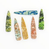 12×54 mm Marbled Long Teardrop, One-Hole Sew-On Acrylic Resin Gem (Sold in Pairs)