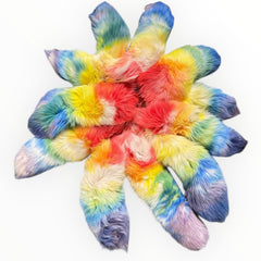 Authentic Rainbow Coloured Fox Tail Keychain