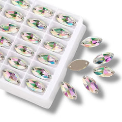 15×32mm Fancy Glass Horseye Crystals – Sew On (Sold in Pairs)