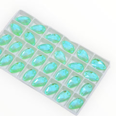 17*28mm Light Peridot Mocha Glass Crystal, Sew On Gems, Sold in Pairs