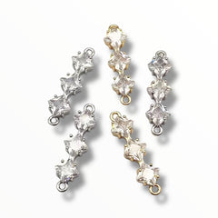 Cubic Zirconia Pendant Connectors – 26×7mm (KC Gold & Rhodium)