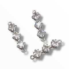 Cubic Zirconia Pendant Connectors – 26×7mm (KC Gold & Rhodium)