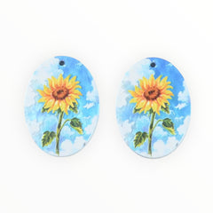 Daisies with Blue Skies- Acrylic Cabochon - Oval