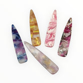 12×54 mm Marbled Pastels Long Teardrop, One-Hole Sew-On Acrylic Resin Gem (Sold in Pairs)