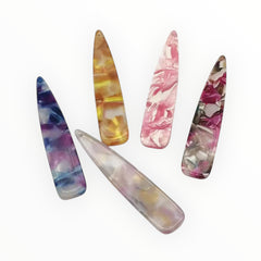 12×54 mm Marbled Pastels Long Teardrop, One-Hole Sew-On Acrylic Resin Gem (Sold in Pairs)