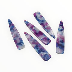 12×54 mm Marbled Pastels Long Teardrop, One-Hole Sew-On Acrylic Resin Gem (Sold in Pairs)