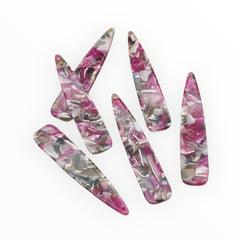 12×54 mm Marbled Pastels Long Teardrop, One-Hole Sew-On Acrylic Resin Gem (Sold in Pairs)