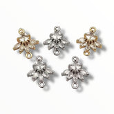 Cubic Zirconia Flower Connectors – 19×15mm (KC Gold & Rhodium)