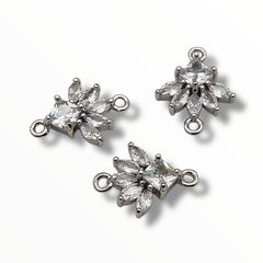 Cubic Zirconia Flower Connectors – 19×15mm (KC Gold & Rhodium)