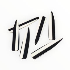 12×55 mm Black & White Stripes Long Teardrop, One-Hole Sew-On Acrylic Resin Gem (Sold in Pairs)