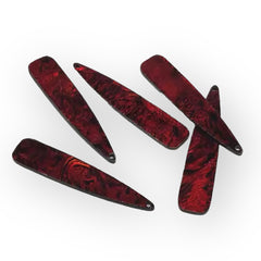 12*54mm Red/Black Abalone Shell Long Teardrop, One Hole Sew On, Shell on Acrylic Gem
