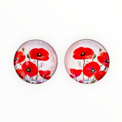 20mm #2 Poppy Flower Glass Gems – Glue-On (Pair)
