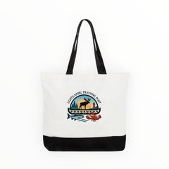 Large Cotton Tote Bag – Black & White (Direct-to-Garment Print, Ugpi’ganjig Trading Post)