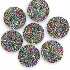 20mm Yellow/Pink AB Faux Druzy Round, Glue On, Resin Gem