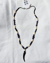 Silas - Natural Stone & Bone Necklace Non-Binary Pride