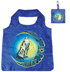 Foldable Shopping Bag - Spirit Wolf and Eagle Moon