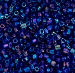 9/0 3 Cut Czech Seed Beads Transparent Navy Blue Iris