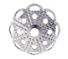 10mm Rhodium Bead Caps – Bright Silver – 10 Pieces