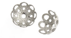 10mm Rhodium Bead Caps – Bright Silver – 10 Pieces