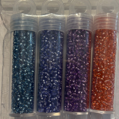 PRECIOSA Silver Lined Seed Bead Kits – 2 Sets Available | 4 Colours per Kit (6g Vials Each)