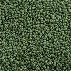 15/0 Miyuki Seed Beads Frosted Glazed/Rainbow Green Emerald Matte AB #4700